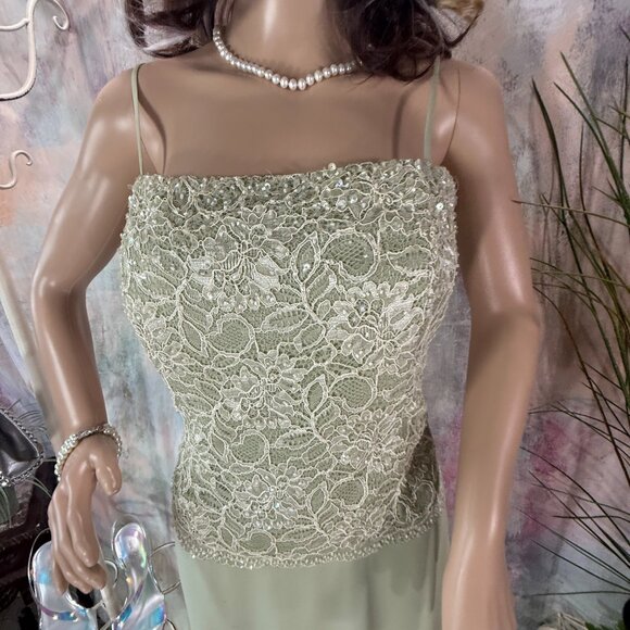 ๐David's Bridal Lace Beaded Chiffon Full Skirt Prom -Cocktail Bridesmaid Dress - Picture 3 of 16